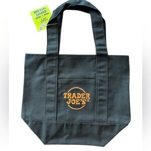 Trader Joe's Trick or Treat Canvas Mini Black Tote Bag NWT